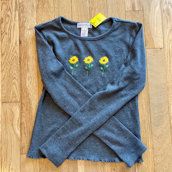 Girl’s Long Sleeve Sunflower Shirt - Picture 1 of 4